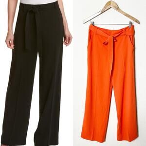 Trina Turk Pants Elfi Carmen Orange Wide Leg Belted Crepe Womens Size 2